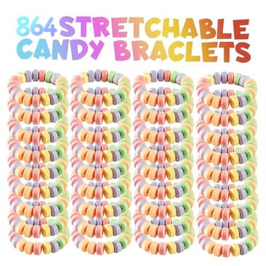 Candy Bracelets - Bulk Case 864 Pcs, Individually Wrapped - 2.5 Inch Candy Jewelry Bracelets, Stretchable, Edible, Colorful Fruit Flavor Rainbow Candies for Novelty Party Favor Supplies & Goodie Bags - Image 3