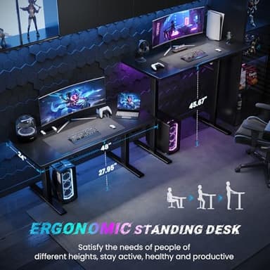 SIAGO Electric Standing Desk Adjustable - 48 x 24 Inch Sit Stand up Desk with Cable Management - 3 Memory Preset Adjustable Height Table - Image 5