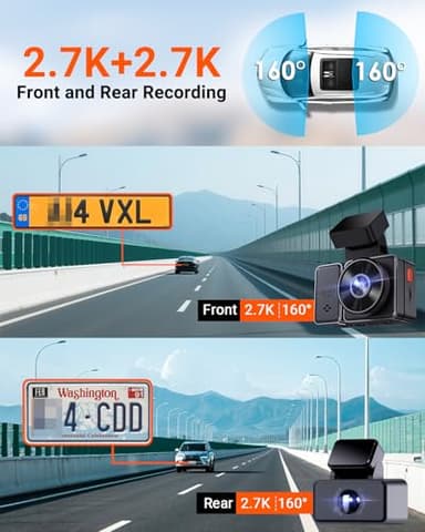 Vantrue E2 Dash Cam Front and Rear, 2.7K Upgrade Rear Cam, Dual STARVIS, 2.7K + 2.7K Dash Camera for Cars, Voice Control, WiFi, GPS, Night Vision, 24H Parking Mode, G-Sensor, 2.45" IPS, Support 512GB - Image 2