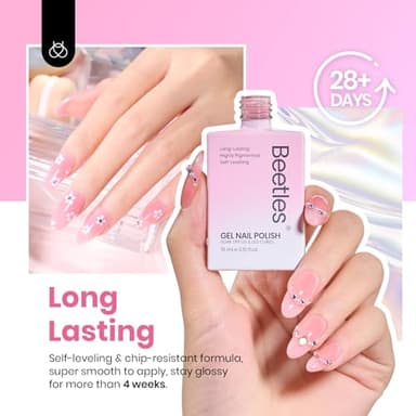 Beetles Nude Pink Gel Nail Polish Set, 6 Colors 15ML Light Pink Jelly Gel Nail Polish Kit Neutral Sheer Full Size Translucent Nail Concealer Soak Off UV Manicure Salon Colorful Bottle Gift for Women - Image 5