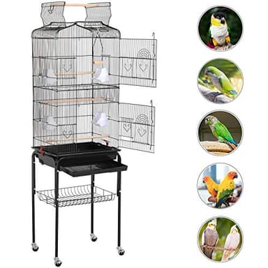 Yaheetech 64-inch Play Open Top Medium Small Bird Cage with Detachable Rolling Stand for Parrot Lovebirds Finches Canaries Parakeets Cockatiels Budgie Parrotlet Conures - Image 9