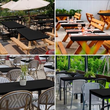 homing 2 Pack Rectangle Table Cloth, Elastic Fitted Fabric Tablecloth Fits for 6 Foot Folding Tables, Washable Table Cover for Picnic, Camping, Indoor & Outdoor (Black, 30" x 72") - Image 6