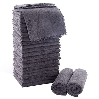 MOONQUEEN Ultra Soft Premium Washcloths Set - 12 x 12 inches - 24 Pack - Quick Drying - Highly Absorbent Coral Velvet Bathroom Wash Clothes - Use as Bath, Spa, Facial, Fingertip Towel (Grey) - Image 1