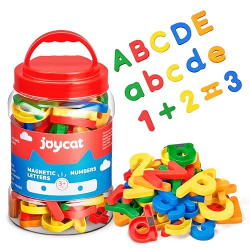 JoyCat 78 Pieces Magnetic Letters Numbers Alphabet Fridge Magnets ABC 123 Preschool Educational Learning Plastic Colorful Toy Set Uppercase Lowercase Math Symbols for Toddlers Kids - Image 1