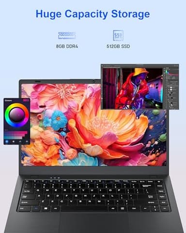 Zrasu Laptop, N4020 Processor Laptop Computer with 8GB RAM, 512GB SSD, 14 inch FHD IPS Display, Dual-Band WiFi 5, BT 5.0, Gigabit Ethernet, Win 11 Laptops for Student Home - Image 2