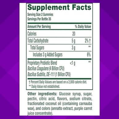 vitafusion Probiotic Gummy Supplements, Raspberry, Peach and Mango Flavors, Probiotic Nutritional Supplements With 5 Billion CFUs, 35 Day Supply, 70 Count - Image 4