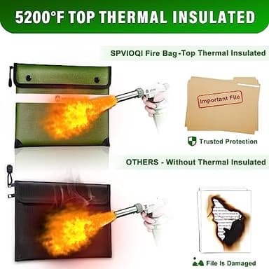 Upgraded 5200°F Fireproof Document Bag - Heat Insulated, Fireproof Safe Pouch with Zipper, 8 Layers of Functional Materials, Fireproof Money Bag for Cash/Documents/Valuables, Water Resistant Fire Bag - Image 3