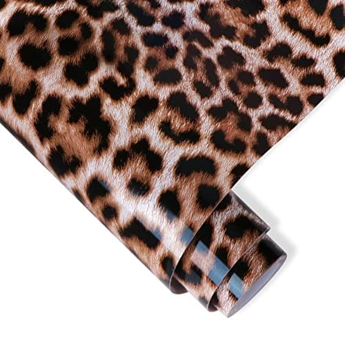 HTVRONT Leopard Pattern Permanent Vinyl, 12" x 5 FT, Easy to Cut & Weed, Waterproof & Durable, Leopard Print - Image 1