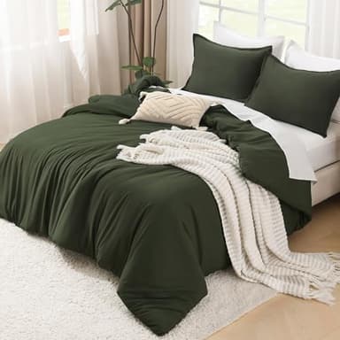 Litanika Oversized King Comforters Olive Green Super King Size, 3 Pieces Lightweight Solid Bedding Comforter Set, All Season Fluffy Bed Set (120x120In Comforter & 2 Pillowcases) - Image 4