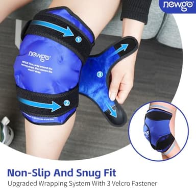 NEWGO Ice Pack for Knee Injuries Reusable, Knee Ice Pack Wrap Around Entire Knees for Replacement Surgery Recovery, Gel Cold Pack Wrap for Meniscus Tear, ACL, Swelling Pain Relief - Blue - Image 5