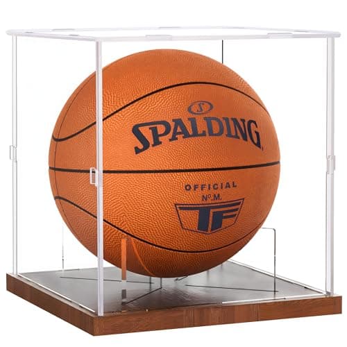 Fitense Basketball Display Case Acrylic Clear, UV Protected Basketball Stand Box Full Size with Solid Wood Base, Soccer Display for Autographed Standard NBA WNBA Ball Memorabilia Keepsake, Ideal Gift - Image 1