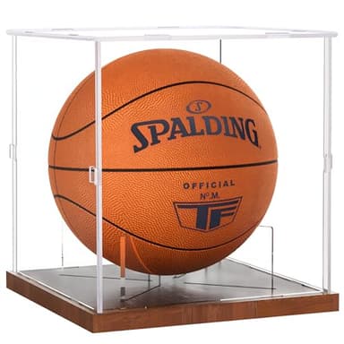 Fitense Basketball Display Case Acrylic Clear, UV Protected Basketball Stand Box Full Size with Solid Wood Base, Soccer Display for Autographed Standard NBA WNBA Ball Memorabilia Keepsake, Ideal Gift - Image 1