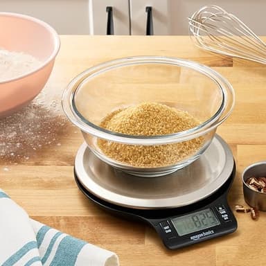Amazon Basics Digital Kitchen Scale with LCD Display, Batteries Included, Weighs up to 11 pounds, Black and Stainless Steel - Image 6