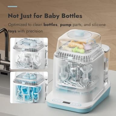 Papablic Bottle Washer Pro, Bottle Washer & Sterilizer & Dryer, 4-in-1 Bottle Washer Sanitizer for Bottles, Pump Parts, C-Section& Baby Essentials - Quick & Clean with 60 Detergent Tablets - Image 6