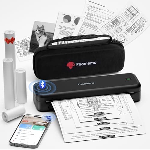 Phomemo Portable Printers Wireless for Travel Upgraded, M834 Bluetooth Thermal Printer 8.5" x 11"& A4 Size,Inkless Mobile Printer with Carry Case for Travel,Office,School,Car,Home,Black - Image 1