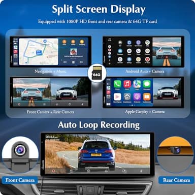 2025 Carpuride W903 Wireless Carplay & Android Auto with Dash Cam - 9.3" HD IPS Touch Car Play Screen for Car, 4K Front & 1080P Rear Camera, Loop Recording, Bluetooth Audio, Mirror Link, GPS, Siri - Image 6