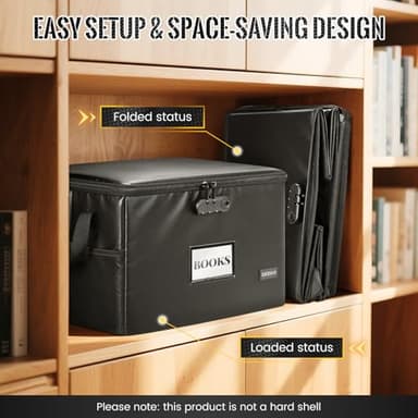 DEEGO Fireproof Document Box, Water-Resistant File Organizer Box with Lock for Document Safe, Collapsible File Organizer with Handle, Filing Cabinets for Home Office for Hanging Letter/Legal Folder - Image 5