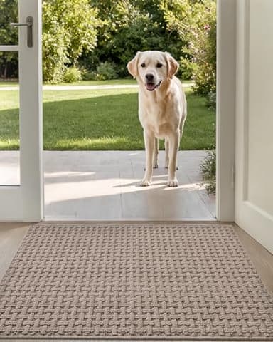 DEXI Front Entryway Door Mat Non Slip 32x48, Washable Entry Way Mats Inside Entrance Low Profile, Welcome Doormat Dirt Trapper for House Floor Home Porter Hall Backdoor Area, Light Taupe - Image 7