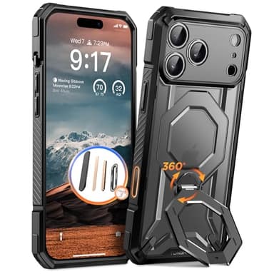TONGATE for iPhone 17 Pro Max Case with 360° Spin Magnetic Stand, [Compatible with MagSafe][Military-Grade Protection] with Screen Protector & Camera Control Cover for iPhone 17 ProMax, Black - Image 1