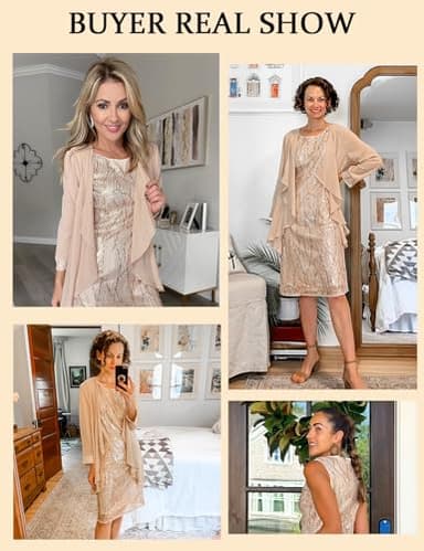 GRACE KARIN Sequin Dress Formal Dresses for Women Evening Party Sequin Dress for Wedding Guest Gold L - Image 5