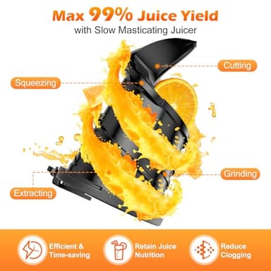 Juicer Machines with 5.4" Large Feed Chute, 400W Cold Press Juicer for Whole Vegetables and Fruits, Slow Masticating juicer Easy to Clean Juice Extractor Machine High Juice Yield(Titanium Gray) - Image 3
