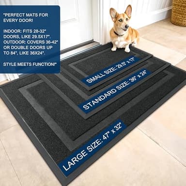 OLANLY Front Door Mat Indoor Outdoor Entrance, Waterproof All-Season, All-Weather Doormat, Sturdy Natural Rubber, Fade Resistant, Low Profile, Easy Clean Patio Porch Entryway Mat, 36x24, Black - Image 3