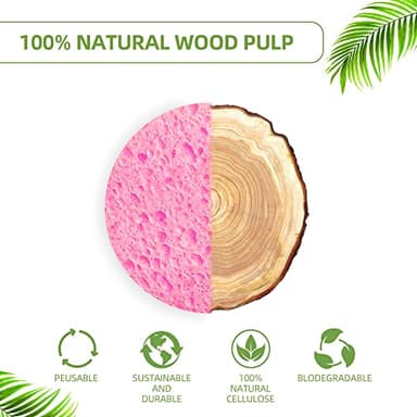 50-Count Compressed Facial Sponges|Kickleen 100% Natural Cellulose Cosmetic Spa Sponges for Daily Facial Cleansing|Makeup and Mask Removal|Exfoliating|Skin Massage|Pore Exfoliation (50 Count (Pink)) - Image 7
