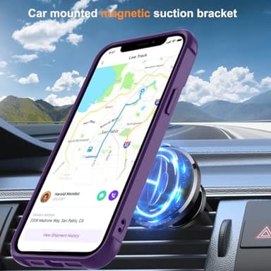 CHAOFEnG Magnetic Compatible with iPhone 11 Case with Stand [Military Grade Drop Tested][Compatible with Magnet] Ring Translucent Slim Hard Back Soft Edge, Purple - Image 4