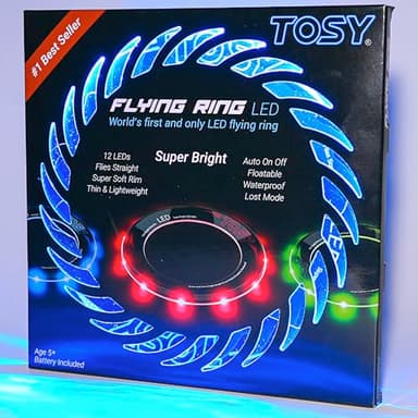TOSY Flying Ring - 12 LEDs, Super Bright, Lost Mode, Auto Light Up, Safe & Soft, Waterproof, Lightweight, Birthday, Camping Toy, Easter Gift for Kid/Boy/Girl - Image 1