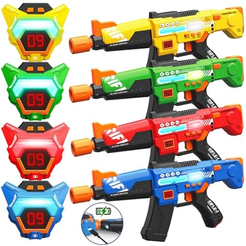 inodoo Rechargeable Laser Tag Guns Set of 4 with LED Digital Multi-Functional Vests Birthday Gifts Toys for Kids Boys Girls 8 9 10 11 12+ Years Old Christmas - Image 1