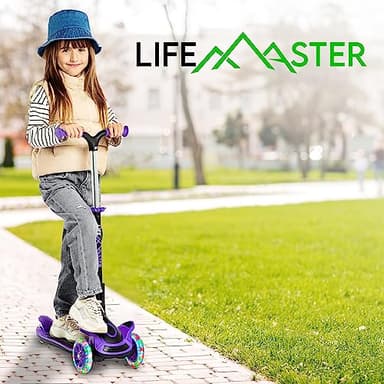 3 Wheel Scooter for Kids with Foldable Seat, Adjustable Handlebar Height, Lean-to-Steer Ride On Toy for Kids Ages 2+, Light-Up LED Wheels, Wide Anti Slip Deck, Indoor & Outdoor Use, Purple - Image 8