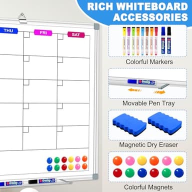 CALENBO Large Monthly Calendar Whiteboard for Wall 72" x 40", Dry Erase Board Calendar for Wall Mounted Board, Office White Board Monthly Planning Board Bulletin Board for School, Home Use - Image 3