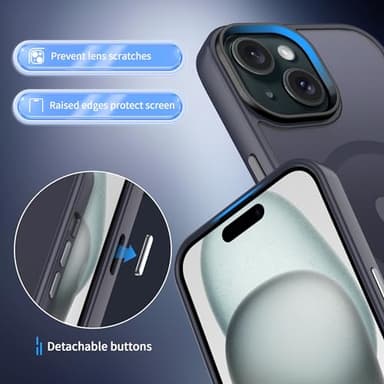 CACOE Magnetic Case for iPhone 15 2023 6.1 inch-Compatible with MagSafe & Magnetic Car Phone Mount,Anti-Fingerprint TPU Thin Phone Cases Cover Protective Shockproof（Dark Blue） - Image 4