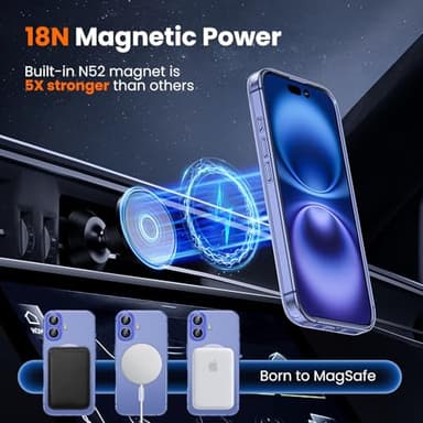 toushion 3 in 1 for iPhone 16 Case Clear with MagSafe, Not Yellowing, Screen Protector*1 Camera Lens Protector*1, Military-Grade Protection for iPhone 16 Phone Case 6.1 inch Clear - Image 4