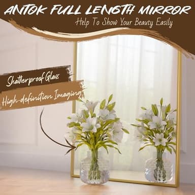 Full Length Mirror, 58"x21" Arch Floor Mirror, Floor Standing Freestanding Full Body Mirror with Stand for Bedroom, Hanging Mounted for Living Room Cloakroom, Gold - Image 6