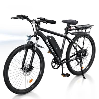 isinwheel M10 Electric Bike for Adults with 374.4Wh Removable Battery, 55 Miles 20MPH Commuting Electric Mountain Bike with 500W Brushless Motor, 35 Speed, 26" Tires and Front Fork Suspension (Black) - Image 1
