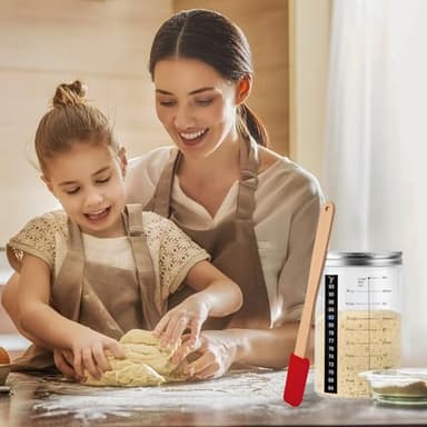 Tyniaide 40oz/1200ml Sourdough Starter Kit – Extra Thermometer Strips and Breathable Covers Included in Sourdough Starter Jar – A Perfect Sourdough Bread Starter Kit for Beginners to Expert - Image 5