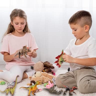 OuMuaMua Dinosaur Toys for Kids 3-5, 12 Pack Realistic Plastic Dinosaur Figure Set Including T-Rex, Stegosaurus, Monoclonius, Dino Toys for Boys 5-7 Party Favors, 6 to 7 Inch Large Size - Image 6