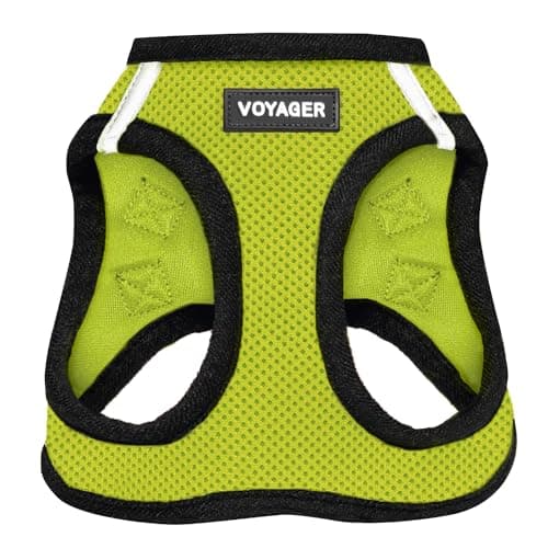 Best Pet Supplies Voyager Step-in Air Harness - All Weather Mesh, Reflective, No Pull Harness for Dogs, Cats - Secure with Hook & Loop Fastener, Buckle, Double D-Rings - Lime Green/Black Trim, M - Image 1