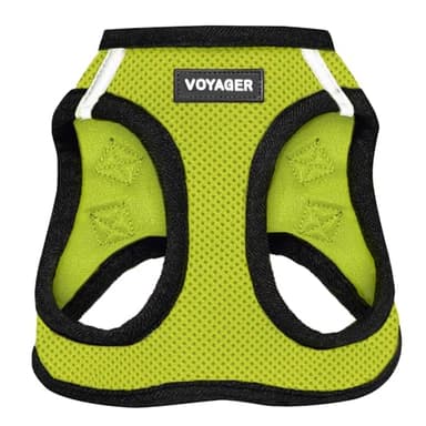 Best Pet Supplies Voyager Step-in Air Harness - All Weather Mesh, Reflective, No Pull Harness for Dogs, Cats - Secure with Hook & Loop Fastener, Buckle, Double D-Rings - Lime Green/Black Trim, M - Image 1