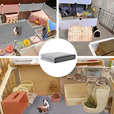 GINIDEAR Guinea Pig Cage Liner, 2 Pack - Washable, Reusable, Leakproof Fleece Bedding Pads for Small Animals with Anti-Slip Bottom - for Midwest Cage 24''X47'' Area, Gray - Image 5