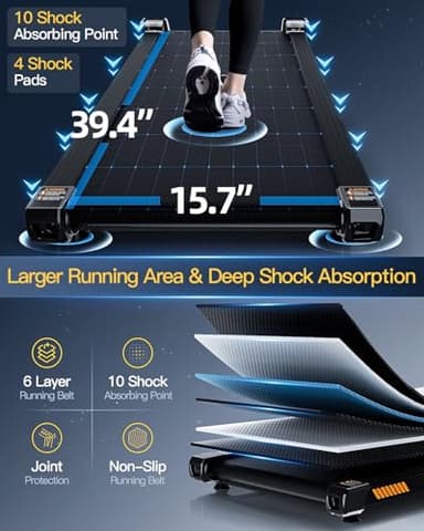 FINEHORSE Walking Pad Treadmill with Auto Incline, 6 in 1 Under Desk Treadmill, 6-Level Incline Treadmills, 2.5HP Portable Treadmills for Home with 330LBS Capacity, LED Display, Remote Control - Image 8