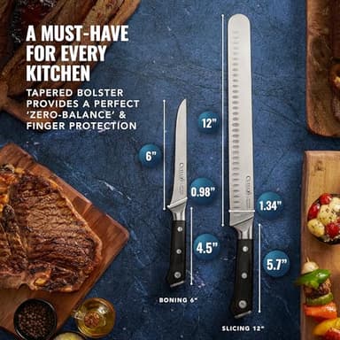Cutluxe BBQ Carving Knife Set – Brisket Slicing and Boning Knife for Meat Cutting – Professional Knife with Razor Sharp German Steel, Full Tang, Ergonomic Handles – Artisan Series - Image 7