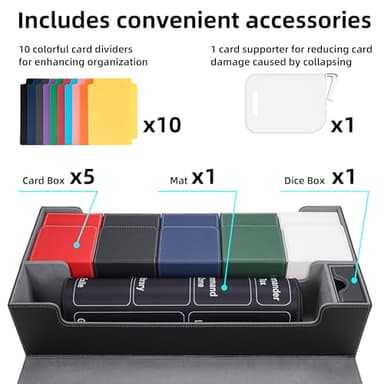 AFIING MTG Deck Box 6 In1 with MTG Playma,Premium Card Storage Box with 5 Pcs MTG Deck Box Holds 2400+ Trading Cards, Large TCG Card Deck Case for Magic Yugioh Sports Cards (Black&Grye) - Image 3