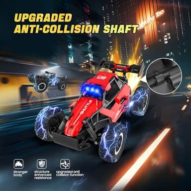 Remote Control Car for Kids 3 4 5 6 7+, 20 KM/H High-Speed RC Cars with LED Lights, 2.4GHz 2WD Monster Truck Toys,Toy Cars for Girls Boys,Christmas & Birthday Gifts,Upgraded Anti-Collision Shaft–Red - Image 4
