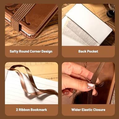 CAGIE Compass Leather Notebook Journal for Men, 100 GSM 288 Pages Lined Journals for Writing, A5 Hardcover Journaling Notebooks Gift Set with Pen for Travel Office Daily Writing - Image 6