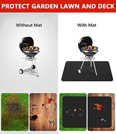 Protebox 60 x 40 inch Under Grill Mats for Outdoor Grill, Double-Sided Fireproof Deck and Patio Protector Mat, Waterproof Oil-Proof BBQ Floor Pad Indoor Fire Pit Fireplace Mat - Image 3