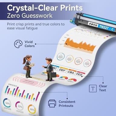 TN227 high yield toner cartridge 4 pack(with chip) Compatible Replacement for brother tn227 tn227bk tn223 tn-227 tn-227bk toner for HL-L3270CDW MFC-L3770CDW MFC-L3710CW HL-L3290CDW MFC-L3750CDW Prints - Image 5