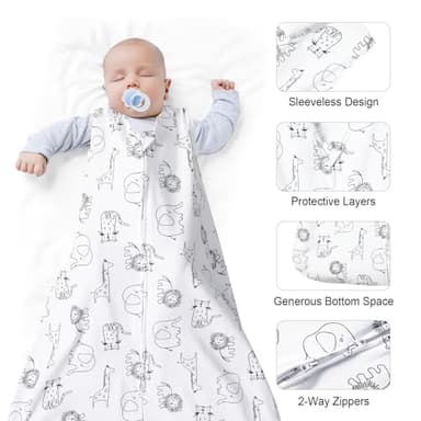david's kids 3 Pack 100% Cotton Baby Sleep Sack 18-24 Months, Soft Baby Wearable Blankets with 2-Way Zipper, Comfy Toddler Sleeping Bags for Boys Girls Neutral, X-Large Size, Woodland Animals - Image 5