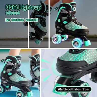 SULIFEEL Roller Skates for Girls Boys Kids,4 Sizes Adjustable Quad Skates with Light up Wheels,Safe Fun Children Skates, Best Gift for Beginners Indoor Outdoor Sports - Image 4